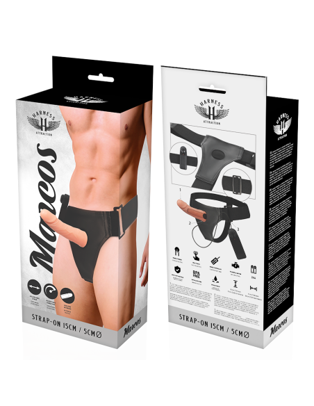 HARNESS ATTRACTION - ARNÉS HUECO MARCOS CON VIBRADOR 15 CM -O- 5 CM