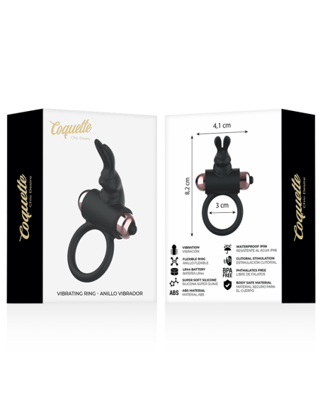 COQUETTE CHIC DESIRE - COCK RING ANILLO VIBRADOR NEGRO - GOLD