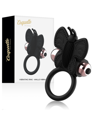 COQUETTE CHIC DESIRE - COCK RING BUTTERFLY ANILLO VIBRADOR NEGRO - GOLD