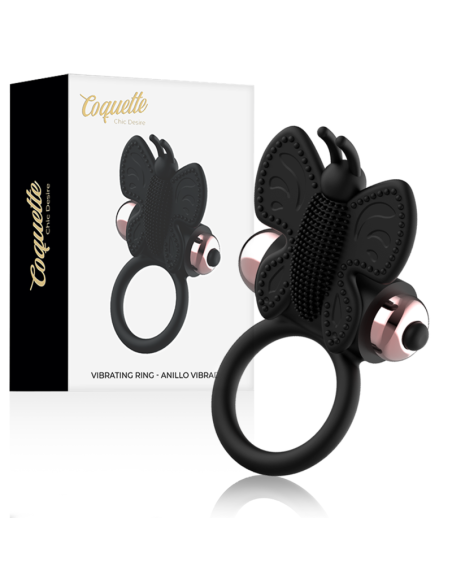 COQUETTE CHIC DESIRE - COCK RING BUTTERFLY ANILLO VIBRADOR NEGRO - GOLD