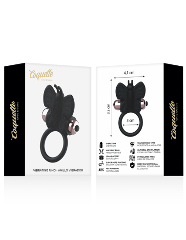 COQUETTE CHIC DESIRE - COCK RING BUTTERFLY ANILLO VIBRADOR NEGRO - GOLD