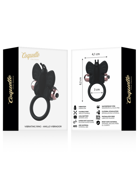 COQUETTE CHIC DESIRE - COCK RING BUTTERFLY ANILLO VIBRADOR NEGRO - GOLD