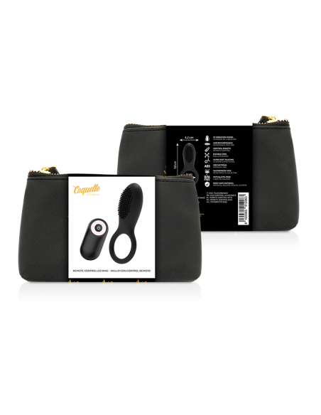 COQUETTE CHIC DESIRE - ANILLO VIBRADOR CONTROL REMOTO RECARGABLE NEGRO - GOLD