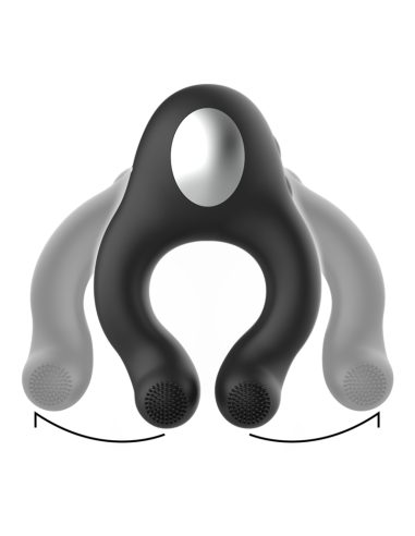 BLACKandSILVER - ANILLO VIBRADOR SILICONA 3 MOTORES RECARGABLE NEGRO