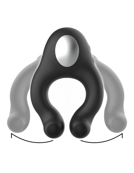 BLACKandSILVER - ANILLO VIBRADOR SILICONA 3 MOTORES RECARGABLE NEGRO