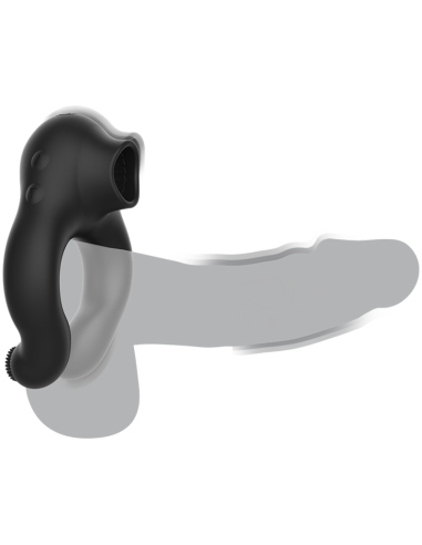 BLACKandSILVER - ANILLO VIBRADOR SILICONA 3 MOTORES RECARGABLE NEGRO