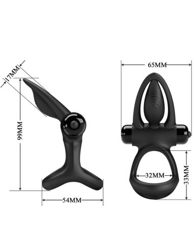 PRETTY LOVE - ANILLO VIBRADOR 10 VIBRACIONES SILICONA NEGRO