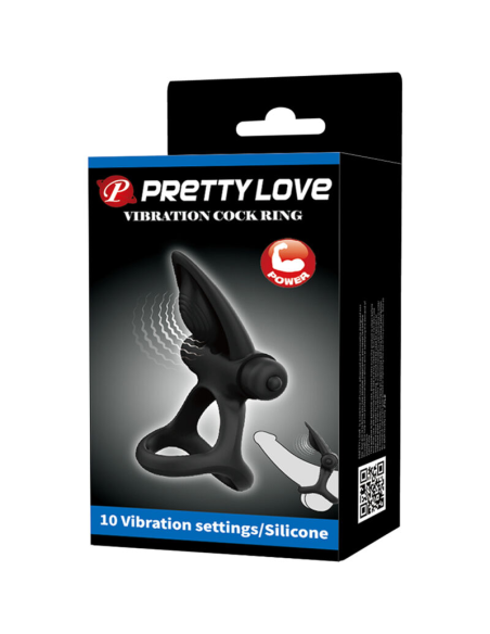 PRETTY LOVE - ANILLO VIBRADOR 10 VIBRACIONES SILICONA NEGRO