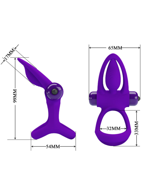 PRETTY LOVE - ANILLO VIBRADOR 10 VIBRACIONES SILICONA VIOLETA