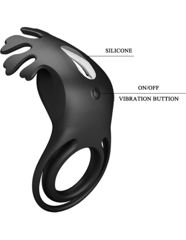 PRETTY LOVE - RUBEN ANILLO VIBRADOR 7 VIBRACIONES SILICONA NEGRO