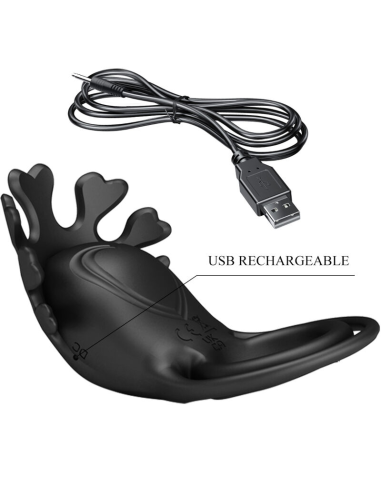 PRETTY LOVE - RUBEN ANILLO VIBRADOR 7 VIBRACIONES SILICONA NEGRO