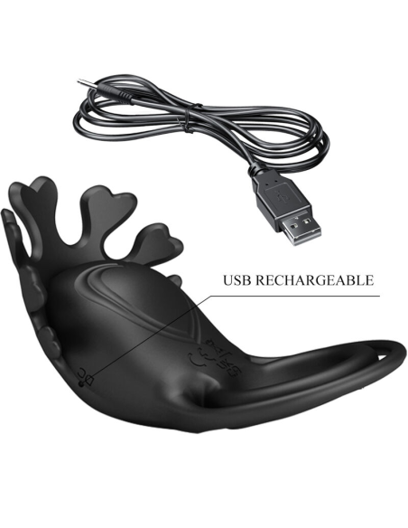 PRETTY LOVE - RUBEN ANILLO VIBRADOR 7 VIBRACIONES SILICONA NEGRO