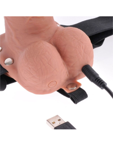 FETISH FANTASY SERIES - ARNÉS AJUSTABLE PENE REALÍSTICO CON TESTÍCULOS RECARGABLE Y VIBRADOR 17.8 CM