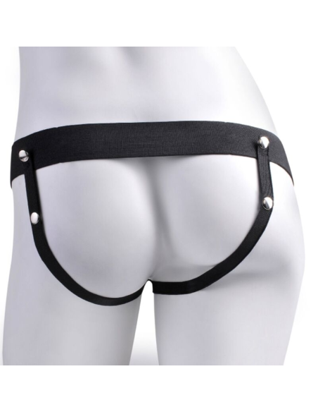 FETISH FANTASY SERIES - ARNÉS AJUSTABLE PENE REALÍSTICO CON TESTÍCULOS RECARGABLE Y VIBRADOR 17.8 CM