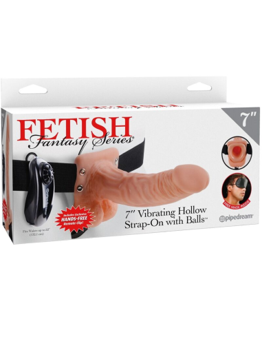 FETISH FANTASY SERIES - ARNÉS AJUSTABLE CONTROL REMOTO PENE REALÍSTICO CON TESTÍCULOS 17.8 CM