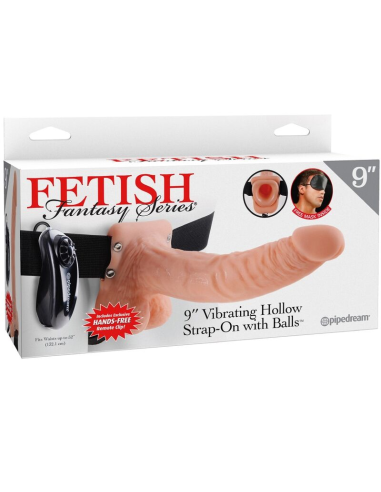 FETISH FANTASY SERIES - ARNÉS AJUSTABLE CONTROL REMOTO PENE REALÍSTICO CON TESTÍCULOS 23 CM
