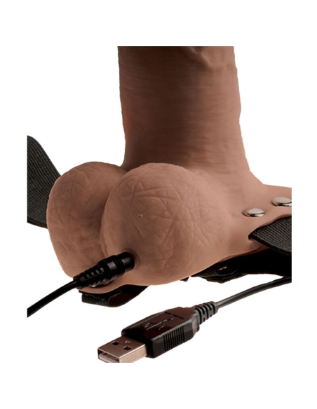 FETISH FANTASY SERIES - ARNÉS AJUSTABLE PENE REALÍSTICO CON TESTÍCULOS RECARGABLE Y VIBRADOR 15 CM