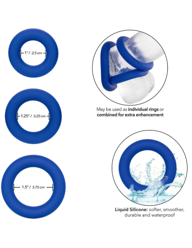 CALEXOTICS - ADMIRAL SET 3 ANILLOS PARA PENE AZUL