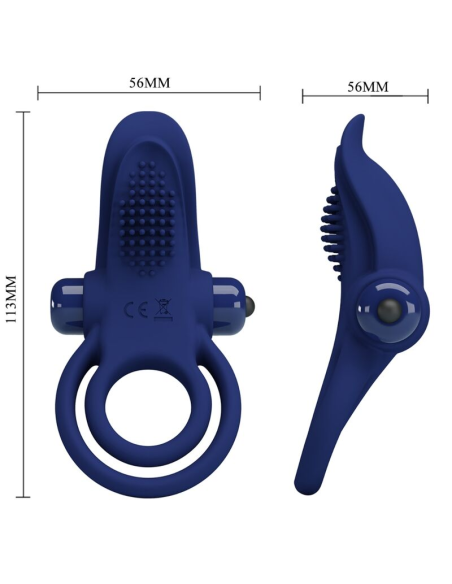 PRETTY LOVE - BRONSON DOBLE ANILLO CON VIBRACIÓN AZUL