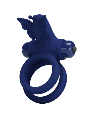 PRETTY LOVE - JAMELE DOBLE ANILLO CON VIBRACIÓN and ESTIMULADOR MARIPOSA AZUL