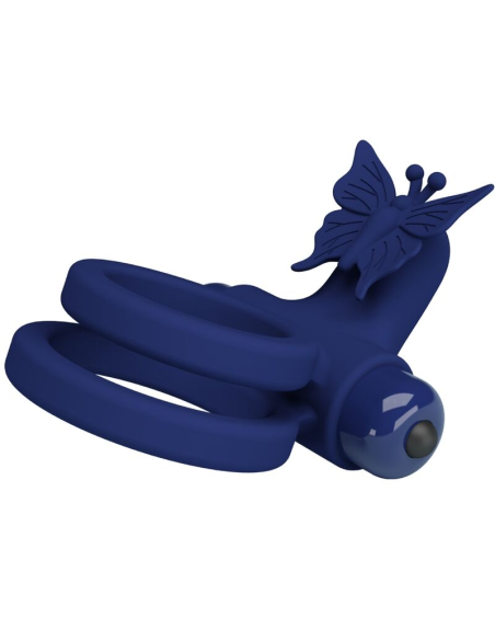 PRETTY LOVE - JAMELE DOBLE ANILLO CON VIBRACIÓN and ESTIMULADOR MARIPOSA AZUL