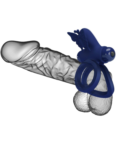 PRETTY LOVE - JAMELE DOBLE ANILLO CON VIBRACIÓN and ESTIMULADOR MARIPOSA AZUL