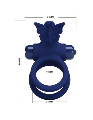 PRETTY LOVE - JAMELE DOBLE ANILLO CON VIBRACIÓN and ESTIMULADOR MARIPOSA AZUL