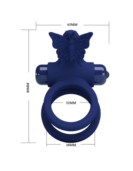 PRETTY LOVE - JAMELE DOBLE ANILLO CON VIBRACIÓN and ESTIMULADOR MARIPOSA AZUL