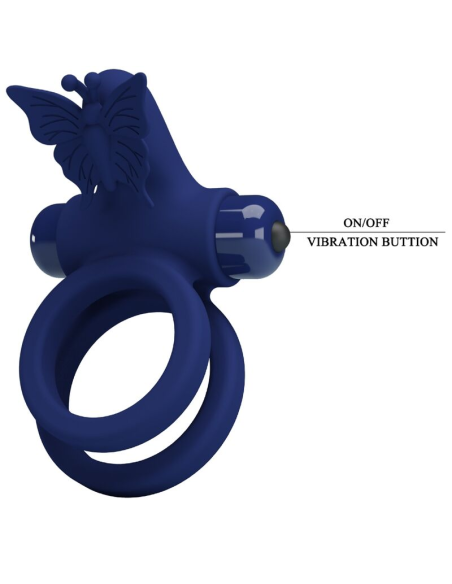 PRETTY LOVE - JAMELE DOBLE ANILLO CON VIBRACIÓN and ESTIMULADOR MARIPOSA AZUL