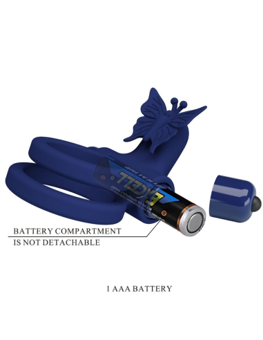 PRETTY LOVE - JAMELE DOBLE ANILLO CON VIBRACIÓN and ESTIMULADOR MARIPOSA AZUL