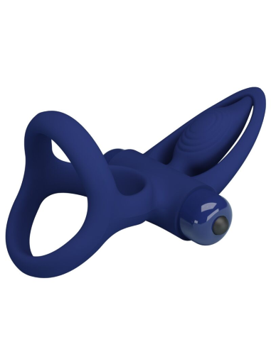 PRETTY LOVE - MAT DOBLE ANILLO CON VIBRACIÓN and ESTIMULADOR AZUL