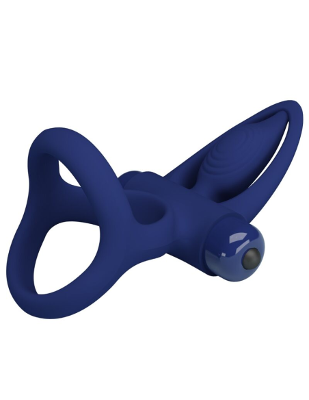 PRETTY LOVE - MAT DOBLE ANILLO CON VIBRACIÓN and ESTIMULADOR AZUL