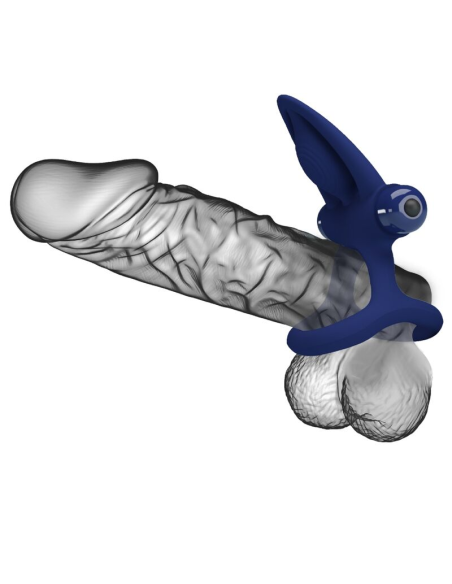 PRETTY LOVE - MAT DOBLE ANILLO CON VIBRACIÓN and ESTIMULADOR AZUL