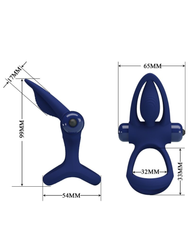 PRETTY LOVE - MAT DOBLE ANILLO CON VIBRACIÓN and ESTIMULADOR AZUL