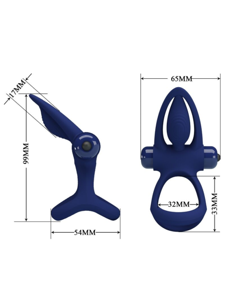 PRETTY LOVE - MAT DOBLE ANILLO CON VIBRACIÓN and ESTIMULADOR AZUL