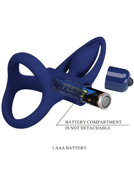 PRETTY LOVE - MAT DOBLE ANILLO CON VIBRACIÓN and ESTIMULADOR AZUL