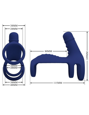 PRETTY LOVE - ELISH ANILLO VIBRADOR CON EXTENSIÓN AZUL