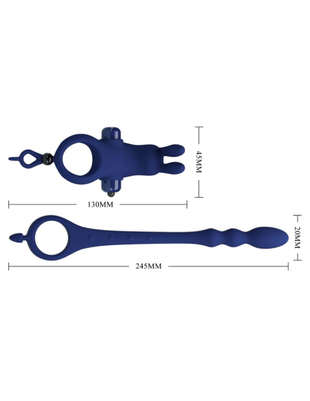 PRETTY LOVE - AYAD ANILLO VIBRADOR RABBIT CON PLUG AZUL
