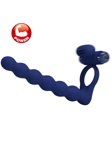 PRETTY LOVE - AJMAL ANILLO VIBRADOR CON PLUG AZUL