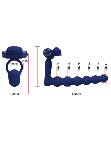 PRETTY LOVE - AJMAL ANILLO VIBRADOR CON PLUG AZUL