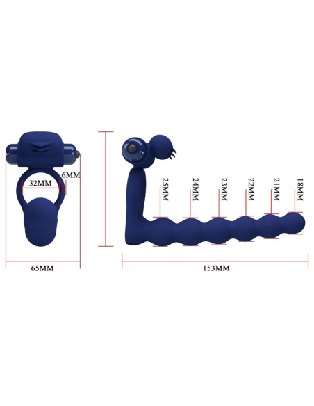 PRETTY LOVE - AJMAL ANILLO VIBRADOR CON PLUG AZUL