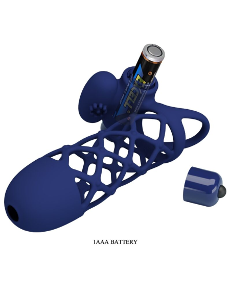 PRETTY LOVE - GIANN ANILLO VIBRADOR CON FUNDA DE SILICONA AZUL