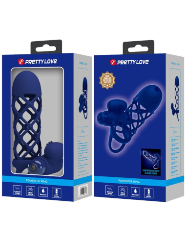 PRETTY LOVE - GIANN ANILLO VIBRADOR CON FUNDA DE SILICONA AZUL