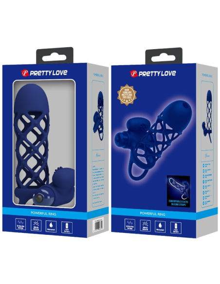 PRETTY LOVE - GIANN ANILLO VIBRADOR CON FUNDA DE SILICONA AZUL