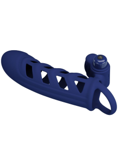 PRETTY LOVE - ALTAF ANILLO VIBRADOR CON FUNDA DE SILICONA AZUL