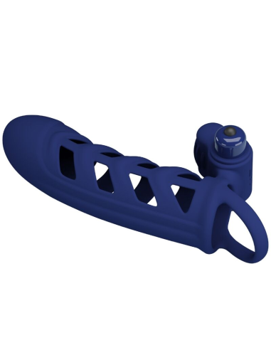 PRETTY LOVE - ALTAF ANILLO VIBRADOR CON FUNDA DE SILICONA AZUL