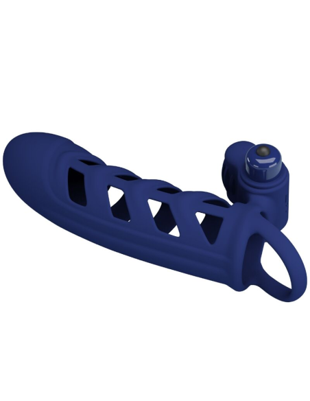 PRETTY LOVE - ALTAF ANILLO VIBRADOR CON FUNDA DE SILICONA AZUL
