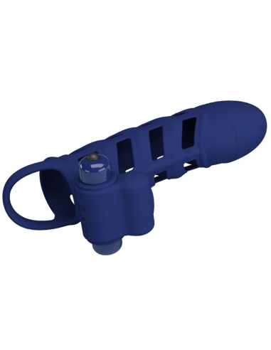 PRETTY LOVE - ALTAF ANILLO VIBRADOR CON FUNDA DE SILICONA AZUL