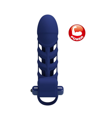 PRETTY LOVE - ALTAF ANILLO VIBRADOR CON FUNDA DE SILICONA AZUL