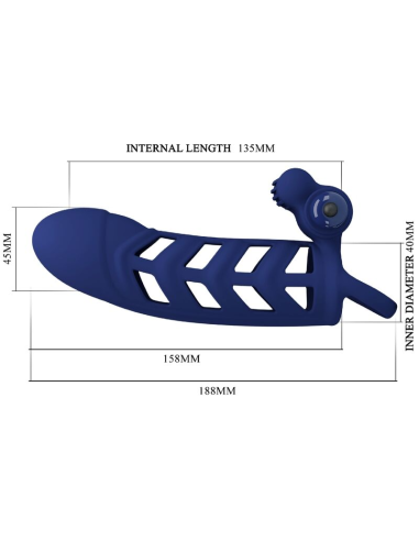 PRETTY LOVE - ALTAF ANILLO VIBRADOR CON FUNDA DE SILICONA AZUL